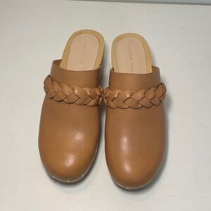 Loeffler Randall Tan Leather Mules with Braided Detail
